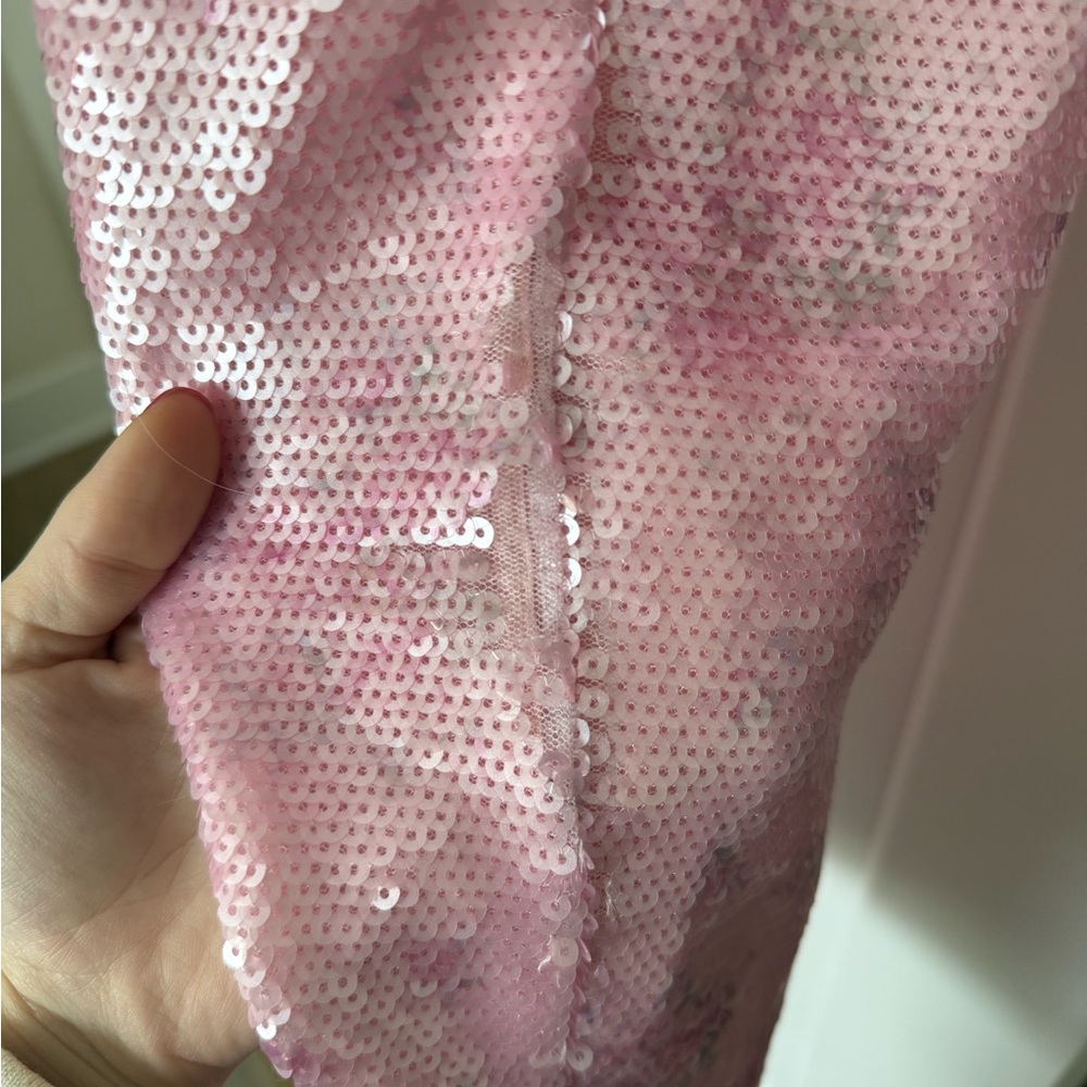 LoveShackFancy Pink Sequin Strapless Dress - Picture 5 of 7